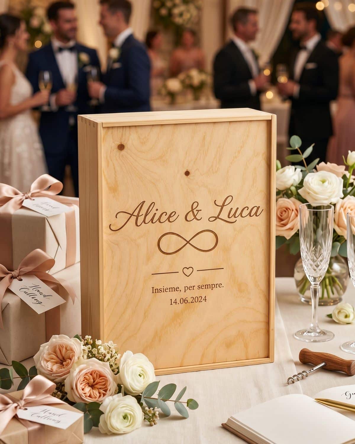 Scatola in legno per 3 bottiglie vino personalizzata