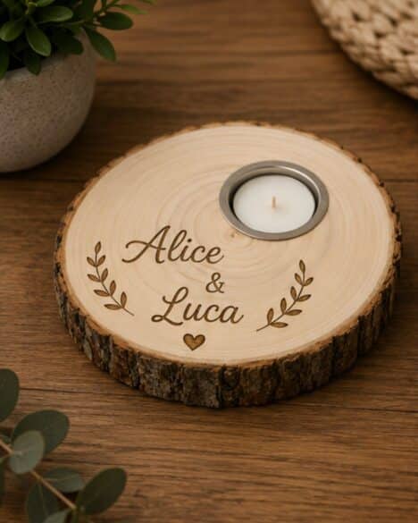 Portacandela in legno personalizzata