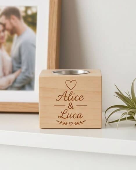 Portacandela in legno personalizzato