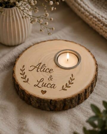 Portacandela in legno personalizzata
