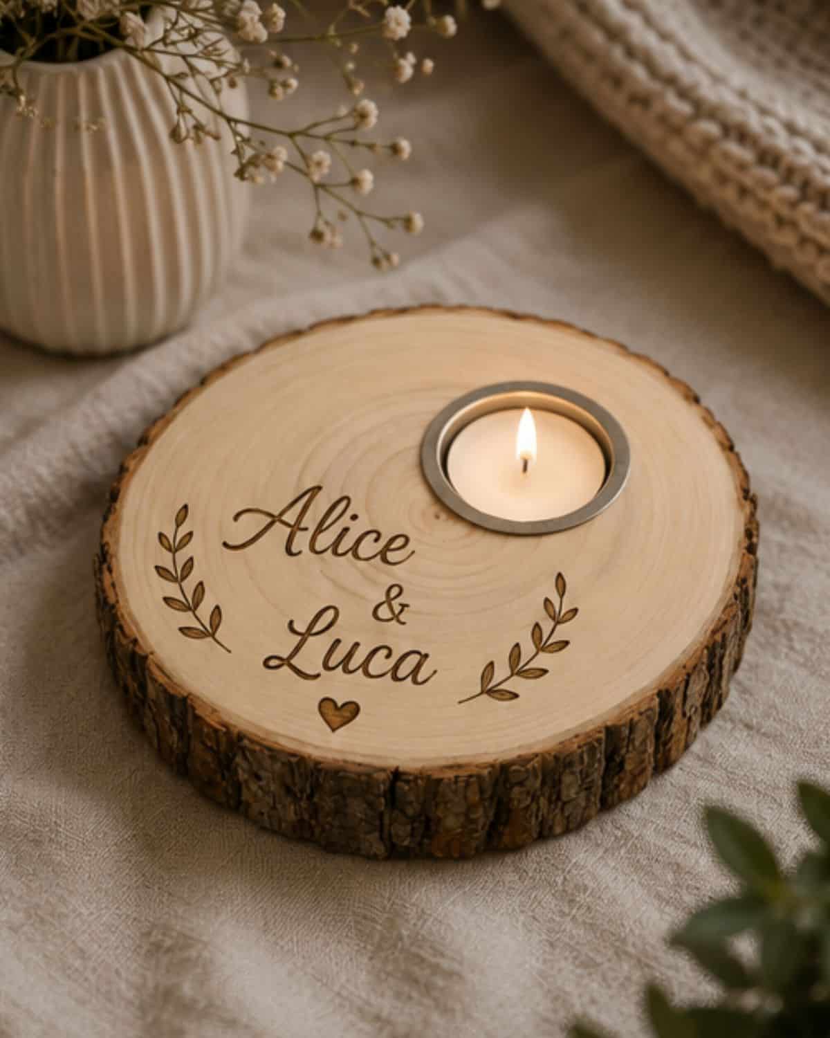 Portacandela legno personalizzato