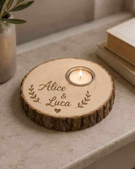 Portacandela in legno personalizzata