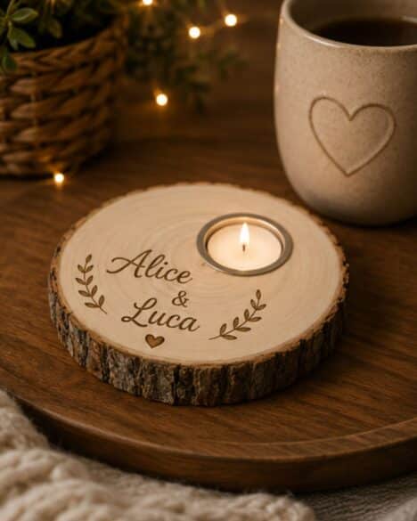 Portacandela in legno personalizzata