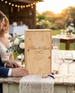 Scatola legno per 2 bottiglie vino personalizzata