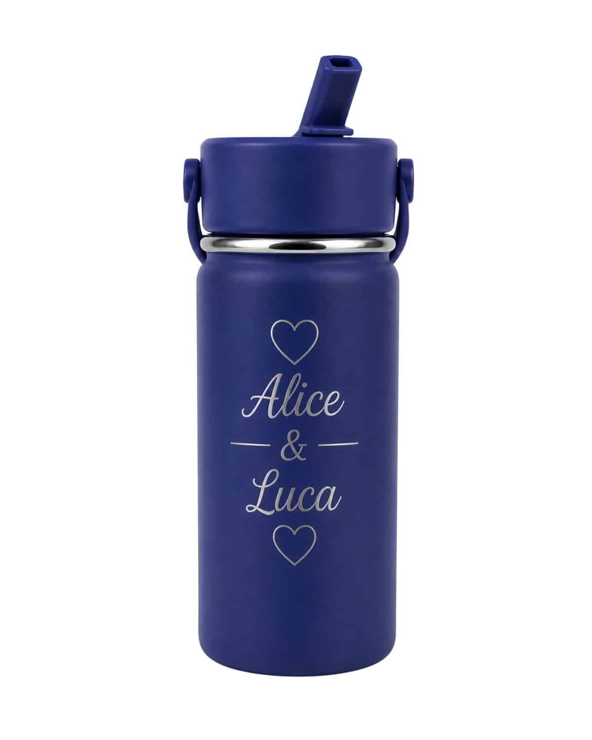 Thermos Personalizzata con cannuccia Blu