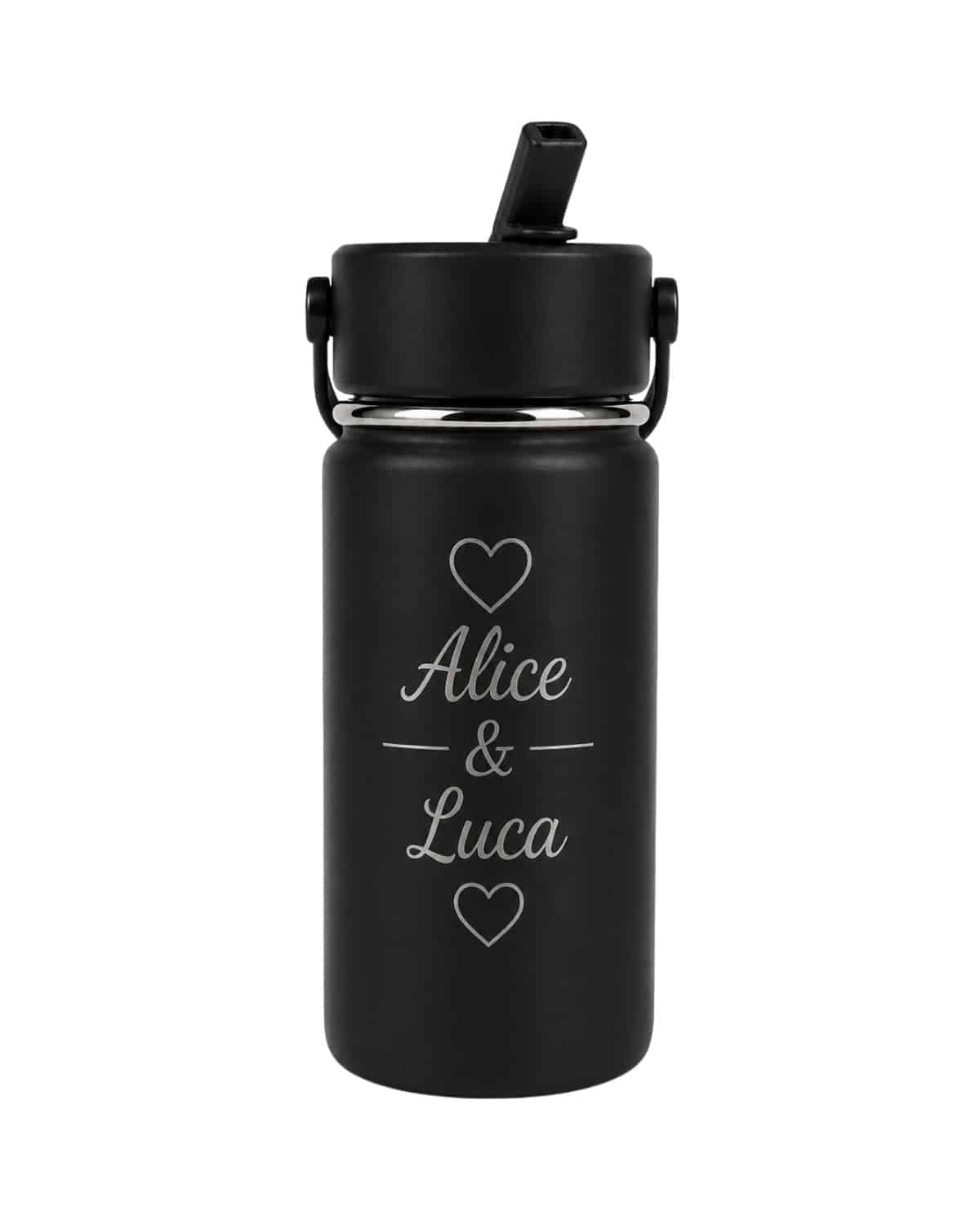 Thermos Personalizzata con cannuccia Nera