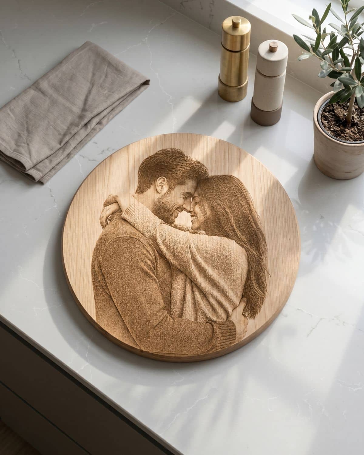 Tagliere in Acero Personalizzato Rotondo