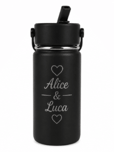 Thermos Personalizzata con cannuccia Nera