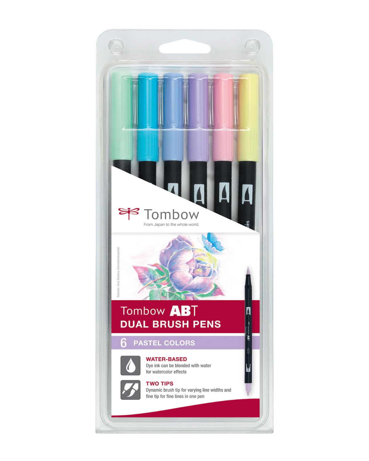 TOMBOW ABT Dual Brush Pen ABT-6P-2 6er Set Pastellfarben