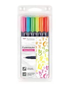 TOMBOW Penna di calligrafia set WS-BH-6P Fudenosuke, 6 colori neon