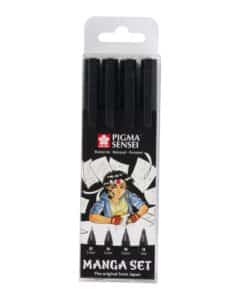 SAKURA Fineliner Pigma Sensei 0.3-1mm POPIGSEN4 Manga-Set 4 pezzi