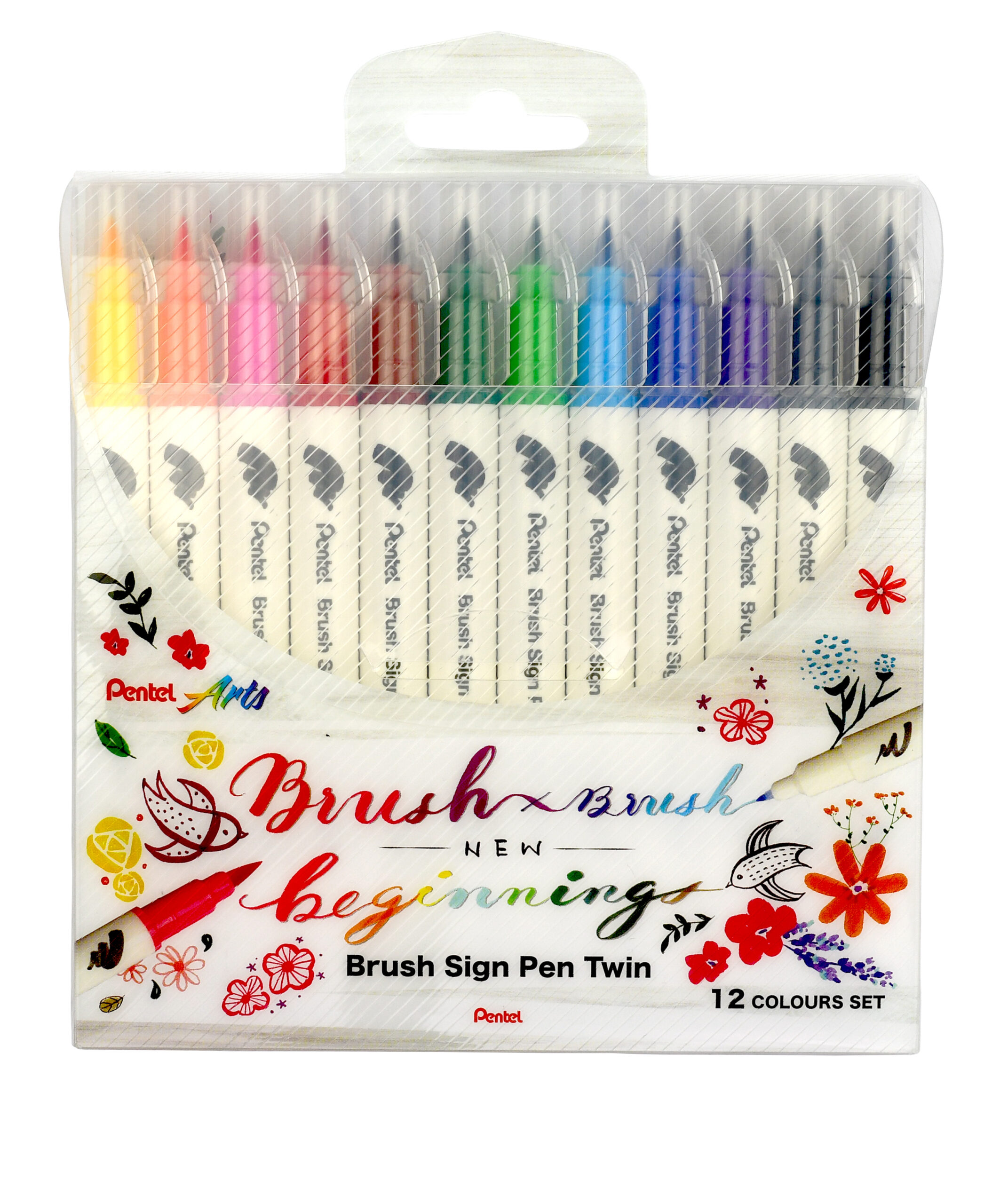 PENTEL Brush Sign Pen Set SESW30C-12 Twin, 12 colori