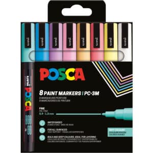 POSCA Marker 0.9-1.3mm PC-3M 8P Soft colors 8 pezzi