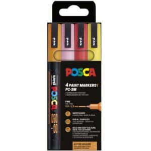 POSCA Marker 0.9-1.3mm PC-3ML 4P SE Warm Sparkling 4 pezzi