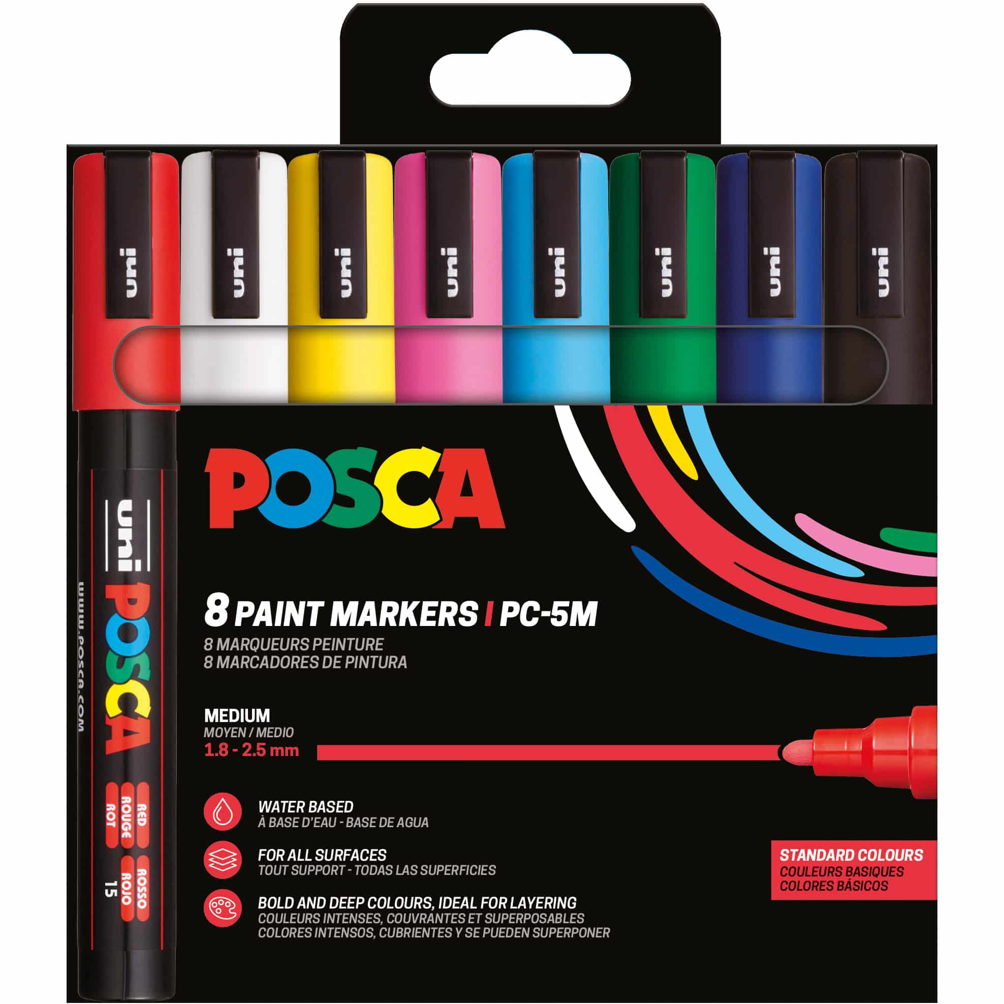 POSCA Marker 1.8-2.5mm PC-5M 8P 8 pezzi, assortiti