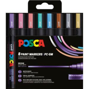POSCA Marker 1.8-2.5mm PC-5M 8P SET Metallic 8 pezzi