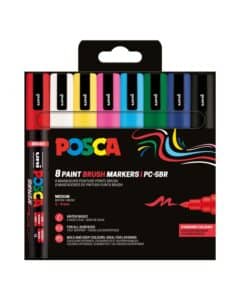 POSCA Brush Marker 1-4mm PC-5BR8PBASI 8 pezzi, assortiti