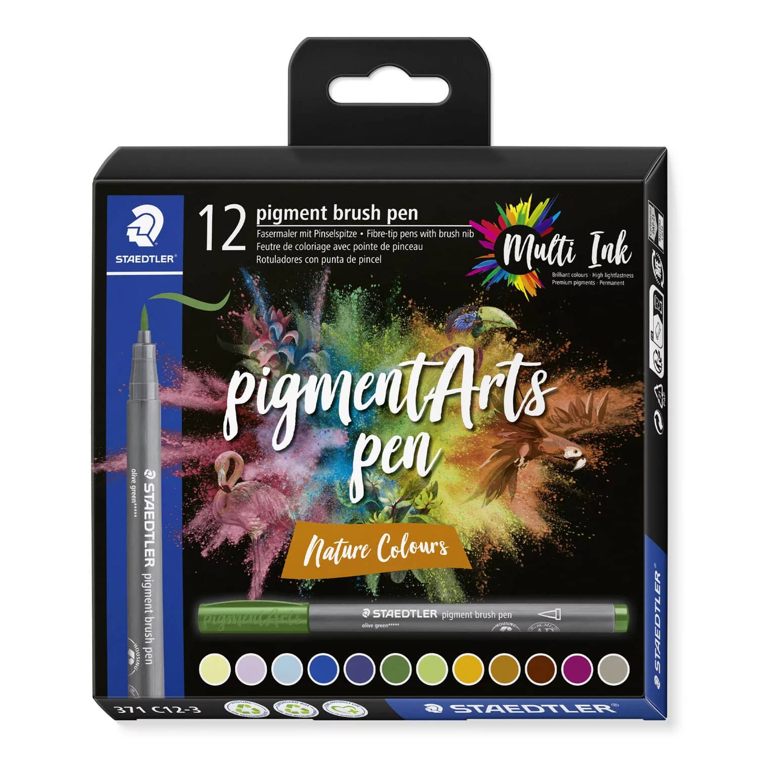 STAEDTLER Penne in fibra con punta pen 371 C12-3 pigment pen 376 12er Set