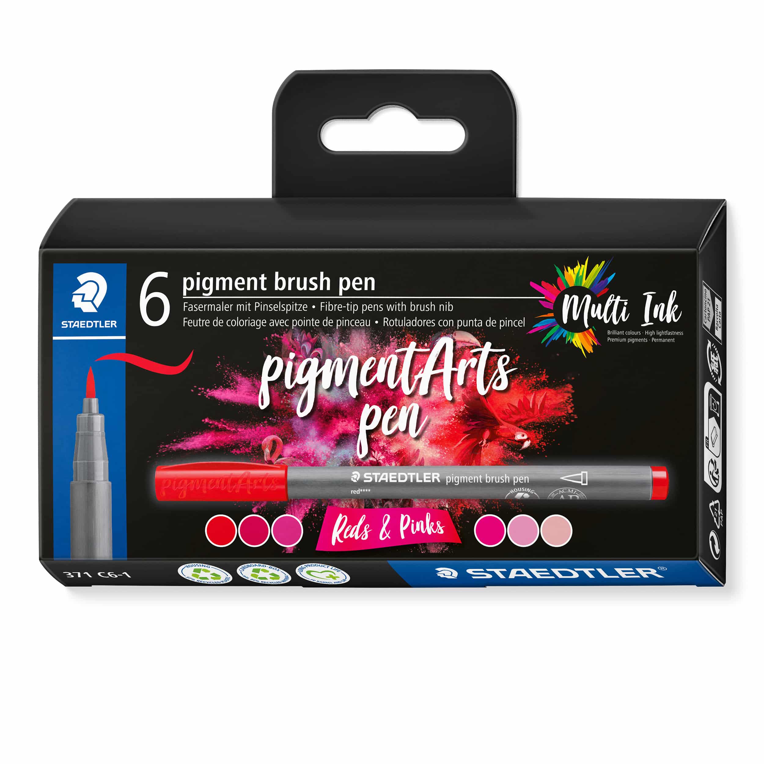STAEDTLER Penne pen con punta in fibra 371 C6-1 pigment pen 376 6er Set