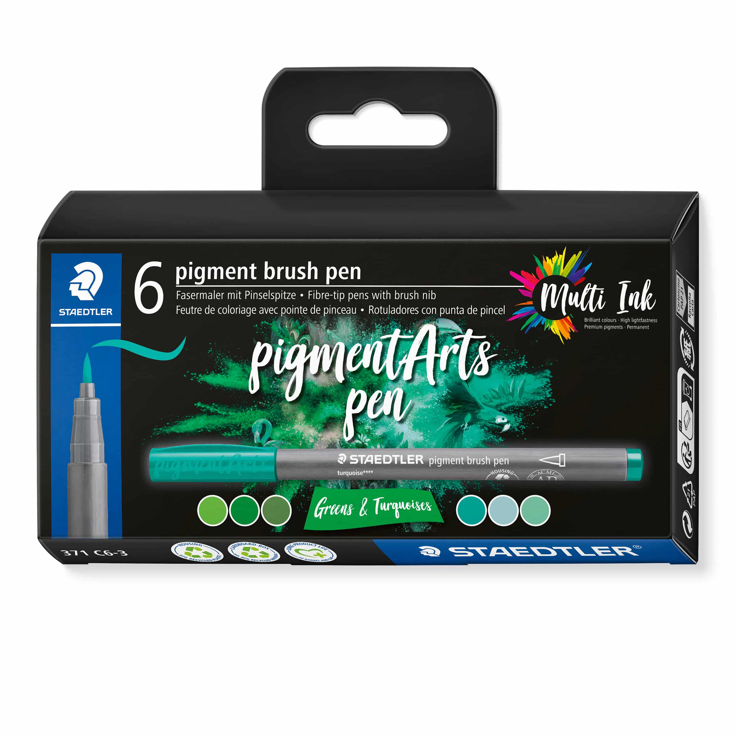 STAEDTLER Penne pen con punta in fibra 371 C6-3 pigment pen 376 6er Set