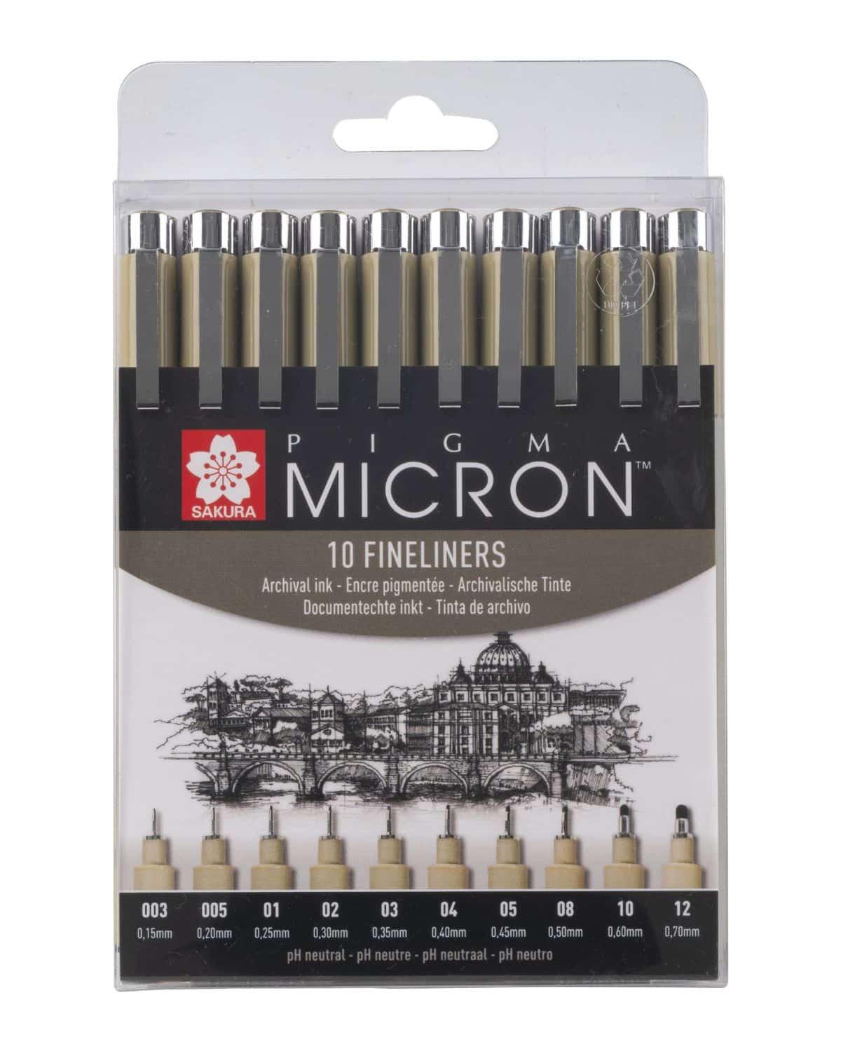 SAKURA Pigma Micron Set POXSDK10A 0,15-0,70mm 10 pezzi