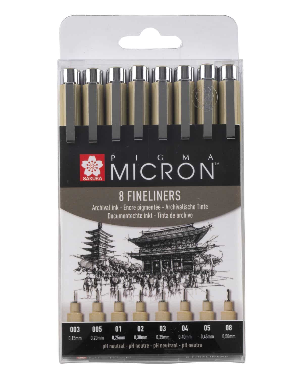 SAKURA Pigma Micron Set POXSDK8 0,15-0,50mm 8 pezzi