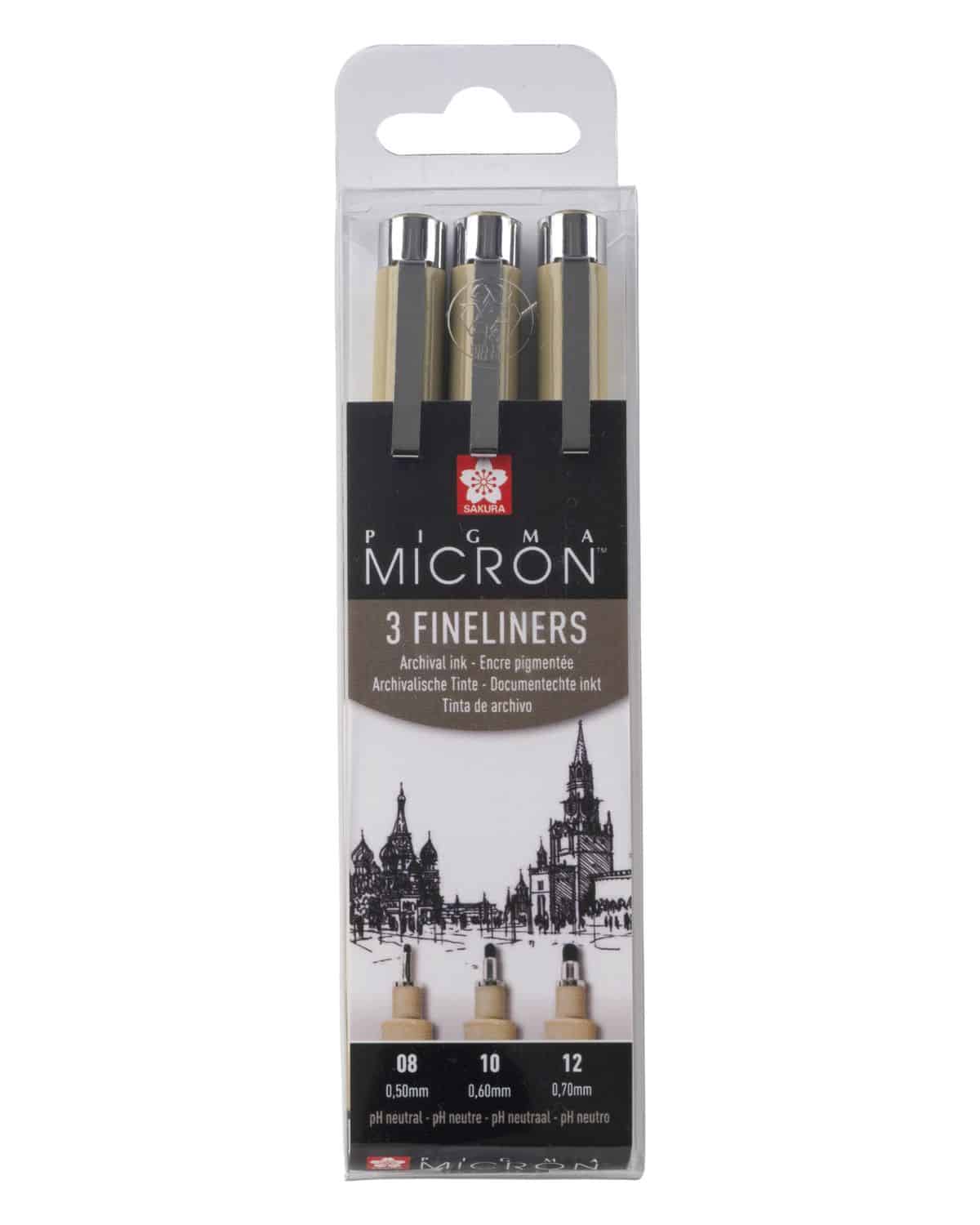 SAKURA Pigma Micron Set POXSDK3A 0,5/0,6/0,7mm 3 pezzi