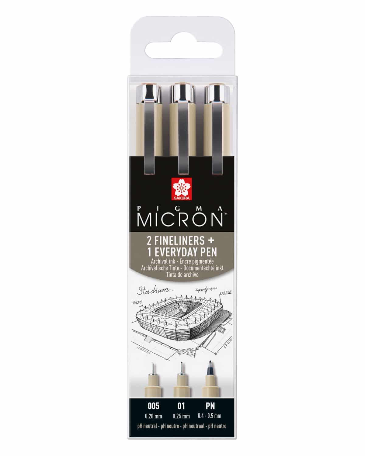 SAKURA Pigma Micron Set POXSDK3UR 0,2/0,25mm/PN 3 pezzi