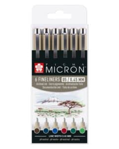 SAKURA Pigma Micron 05 Set 0.45mm POXSDK056B Colori della terra 6 pezzi