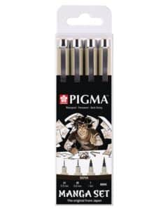 SAKURA Manga Pigma Set POXSDKMAN4 sepia, 2xMic/1xGraph/1xBrush