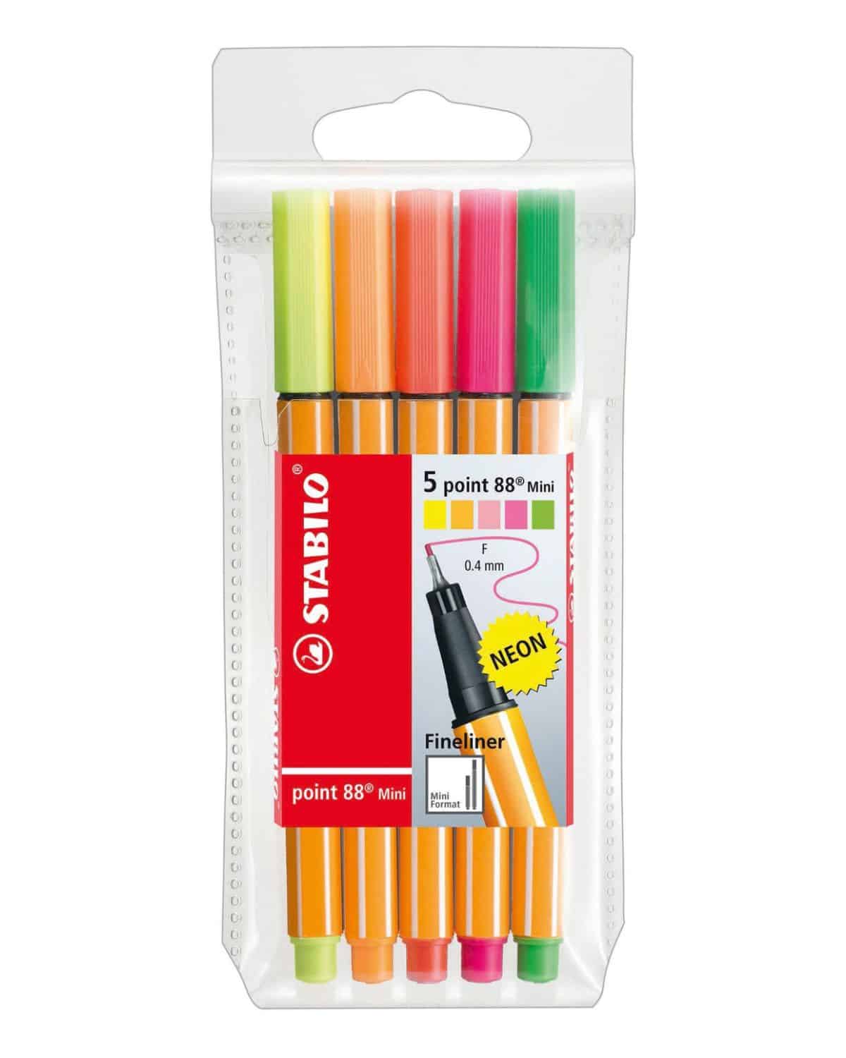 STABILO Point 88 MINI 0,4mm 68805-1 neon 5er astuccio