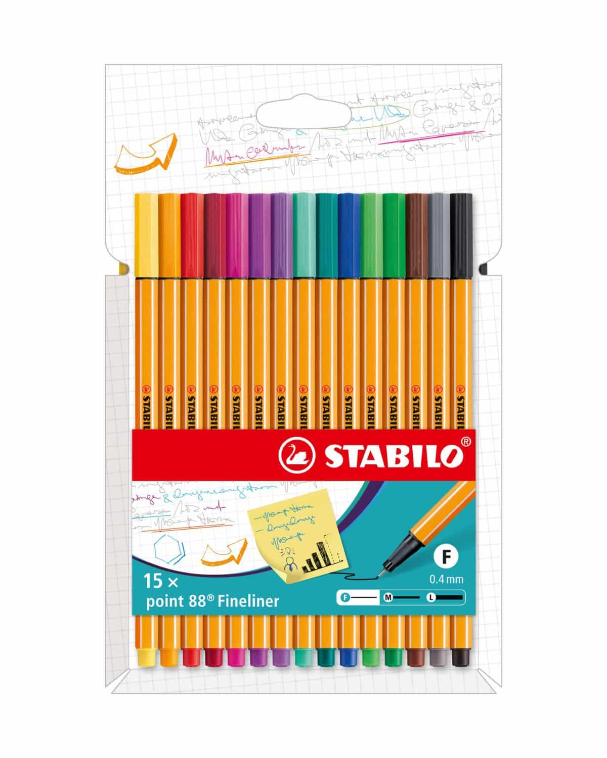 STABILO Fineliner Point 88 0.4mm 8815-4 Scatola di cartone 15 pz.