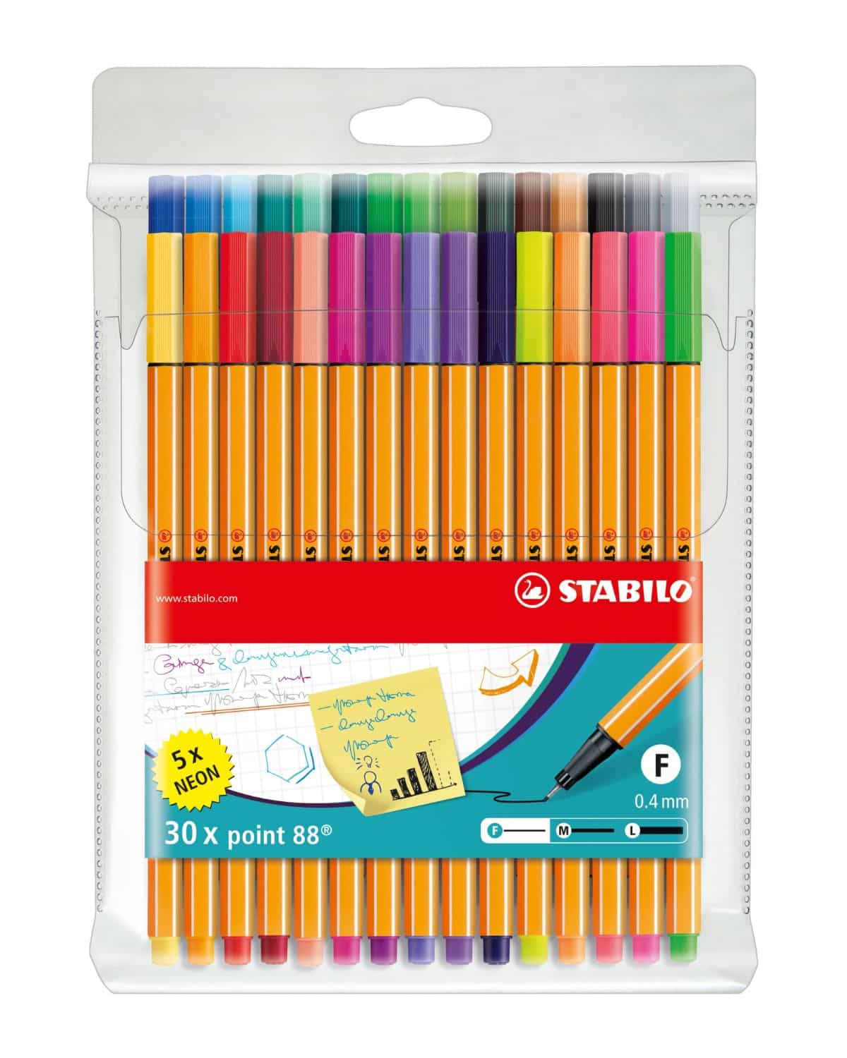 STABILO Fineliner Point 88 0.4mm 8830-1 25+5 neon astuzzio