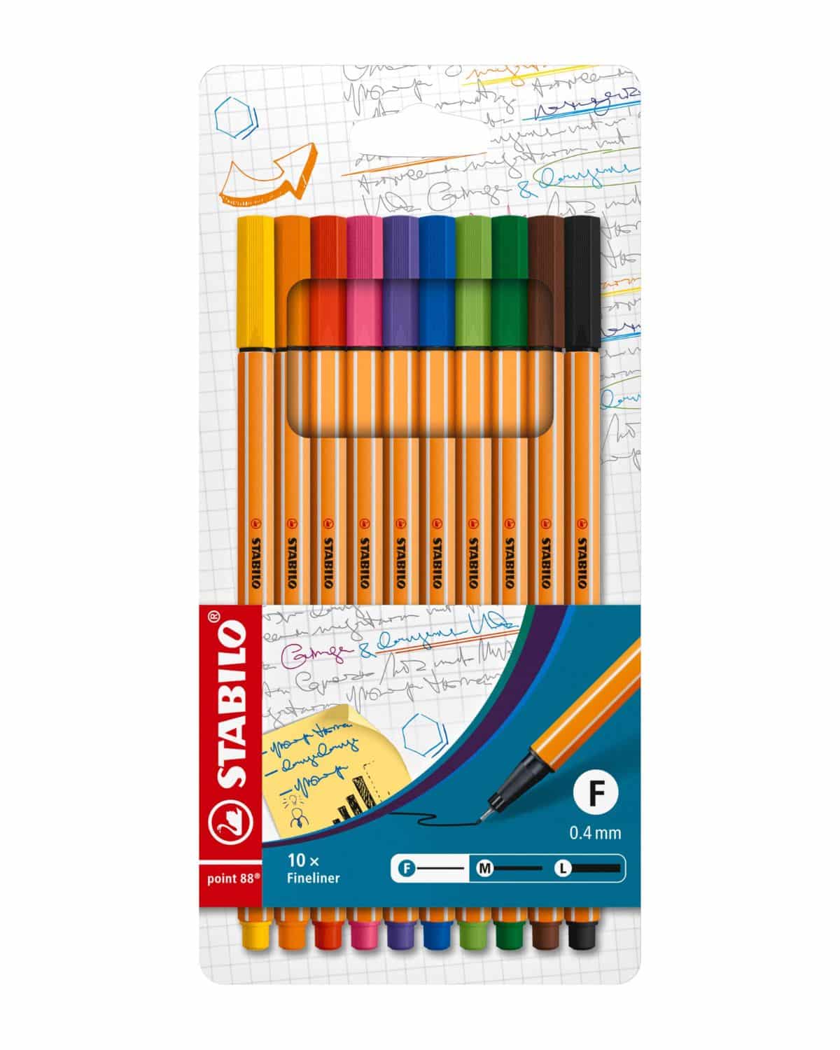 STABILO Fineliner Point 88 0.4mm 88/10 10 colori ass.