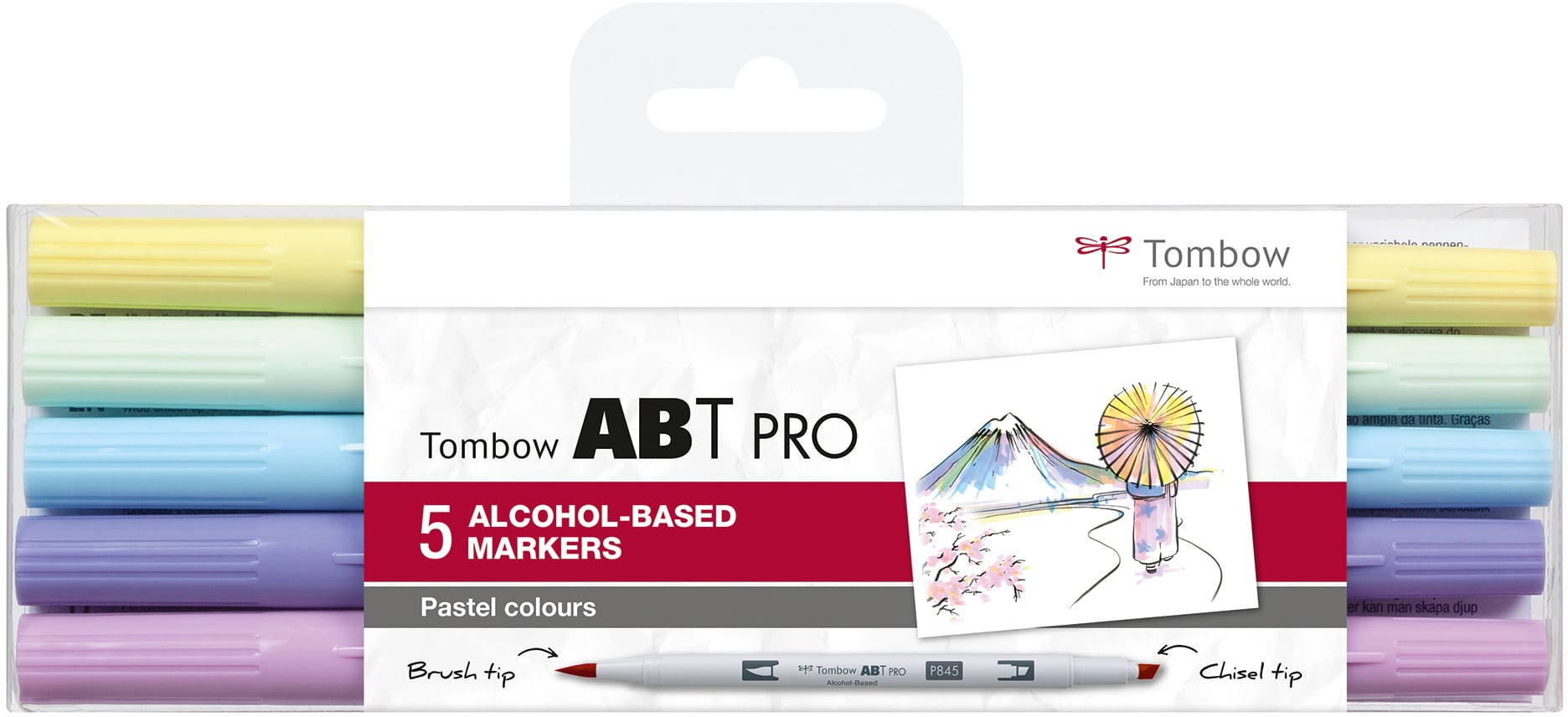 TOMBOW Dual Brush Pen ABT PRO ABTP-5P-2 Pastel Colours Set, 5 pezzi