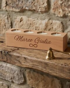 Portacandele in faggio personalizzato per 4 candele