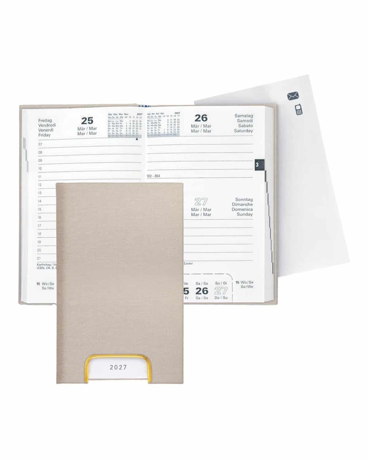 BIELLA Agenda Disponent 2027 807401100027U 1G/1P beige ML 10.1x16cm