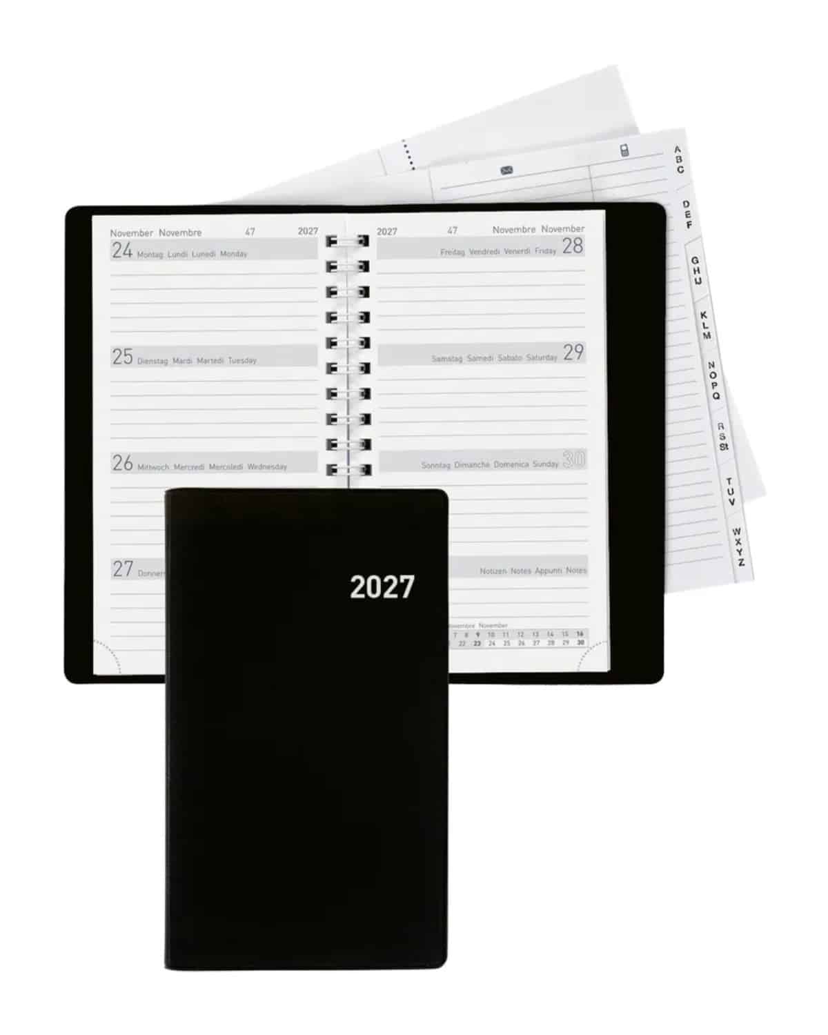 BIELLA Agenda Bruxelles Wire-O 2027 858773020027U 1S/2P nero ML 8.5x15.3cm