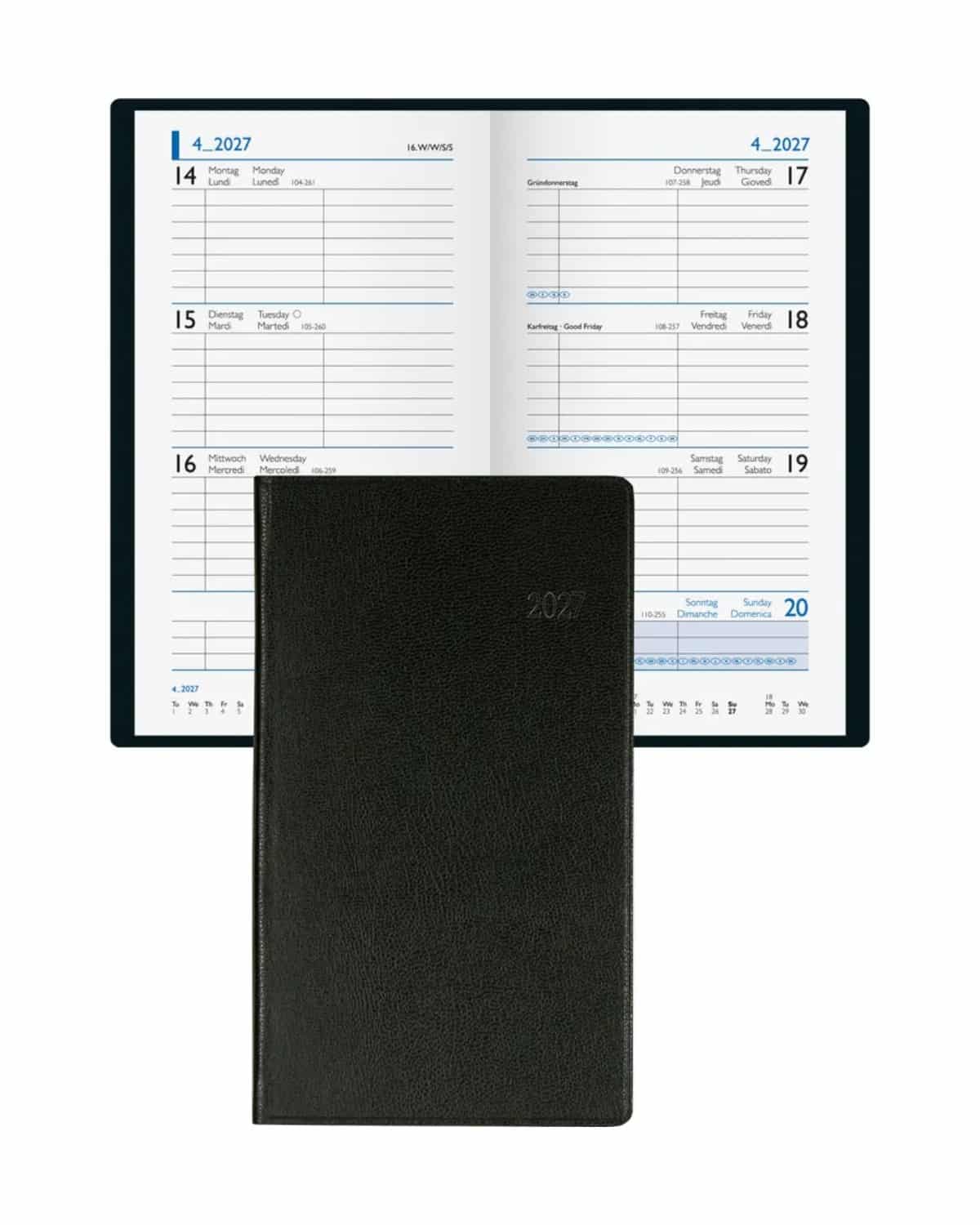 BIELLA Agenda Budget 2027 830360020027U 1S/2P nero ML 8.7x15.3cm
