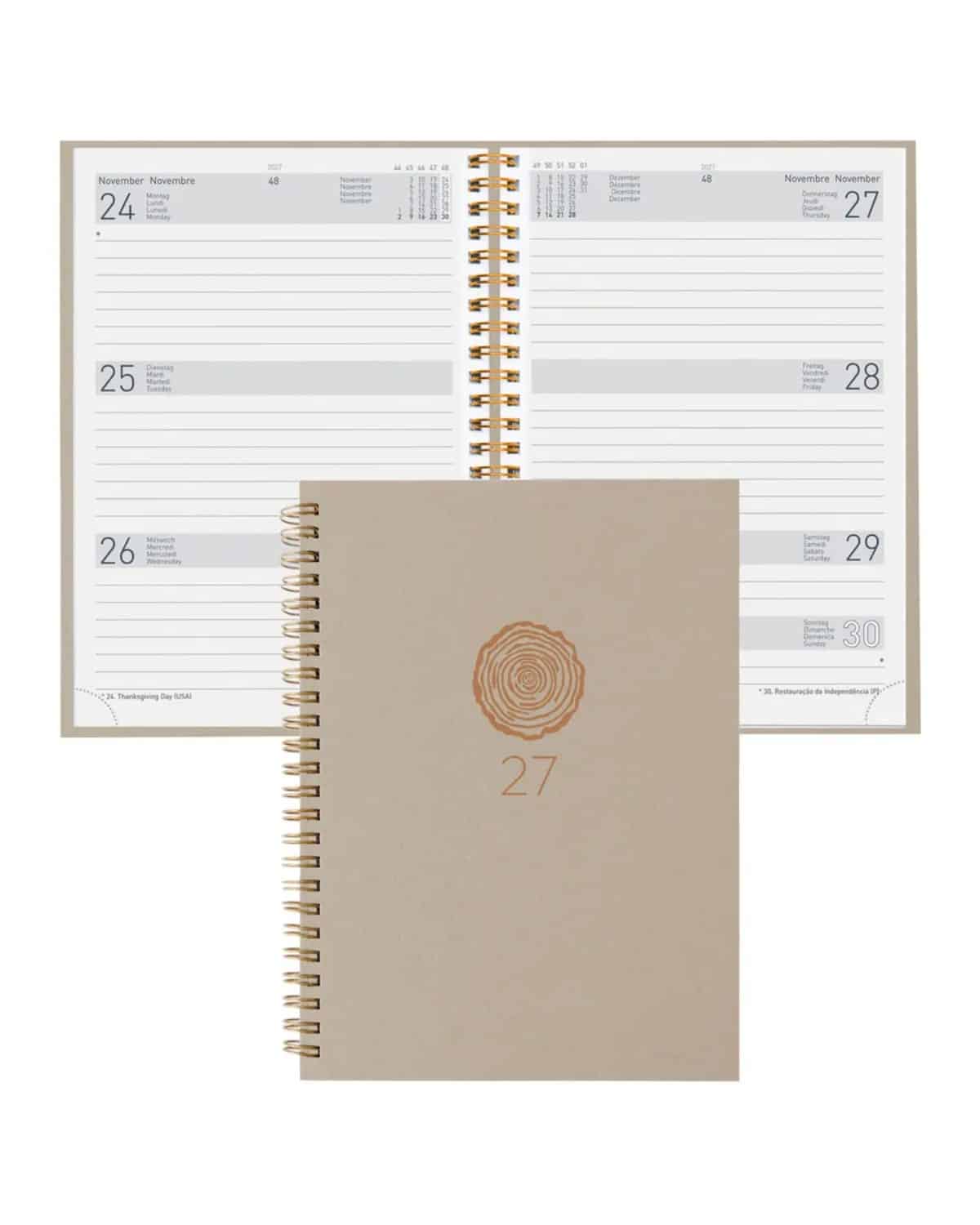 BIELLA Agenda Dispo Term 2027 808592250027U 1S/2P grigio chia 14.5x20.5cm