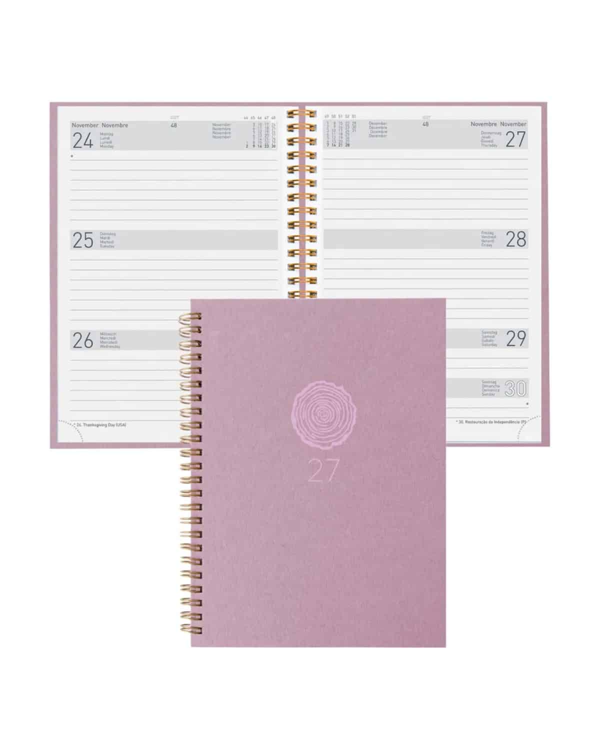 BIELLA Agenda Dispo Term 2027 808592400027U 1S/2P rosa ML 14.5x20.5cm