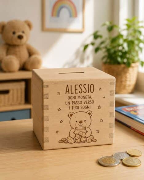 Personalisierte Spardose aus Holz