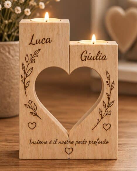 Portacandela in legno personalizzato