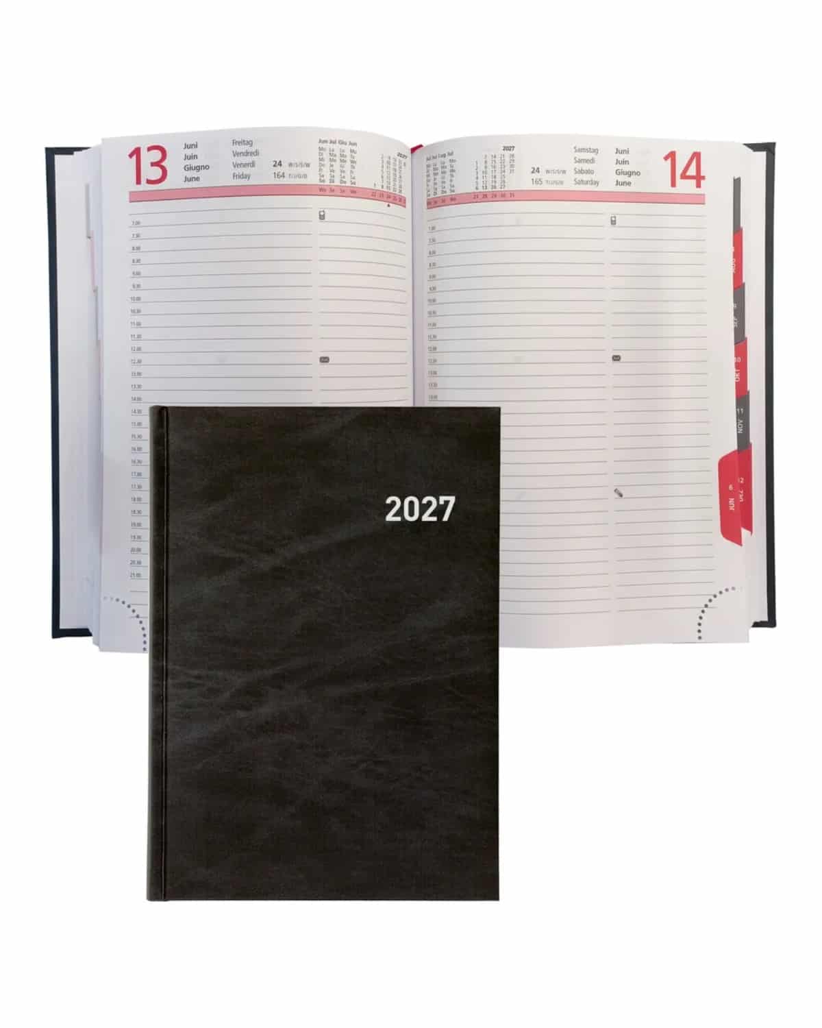 BIELLA Agenda Registra plus 2027 809310020027U 1G/1P nero ML 14.5x20.5cm