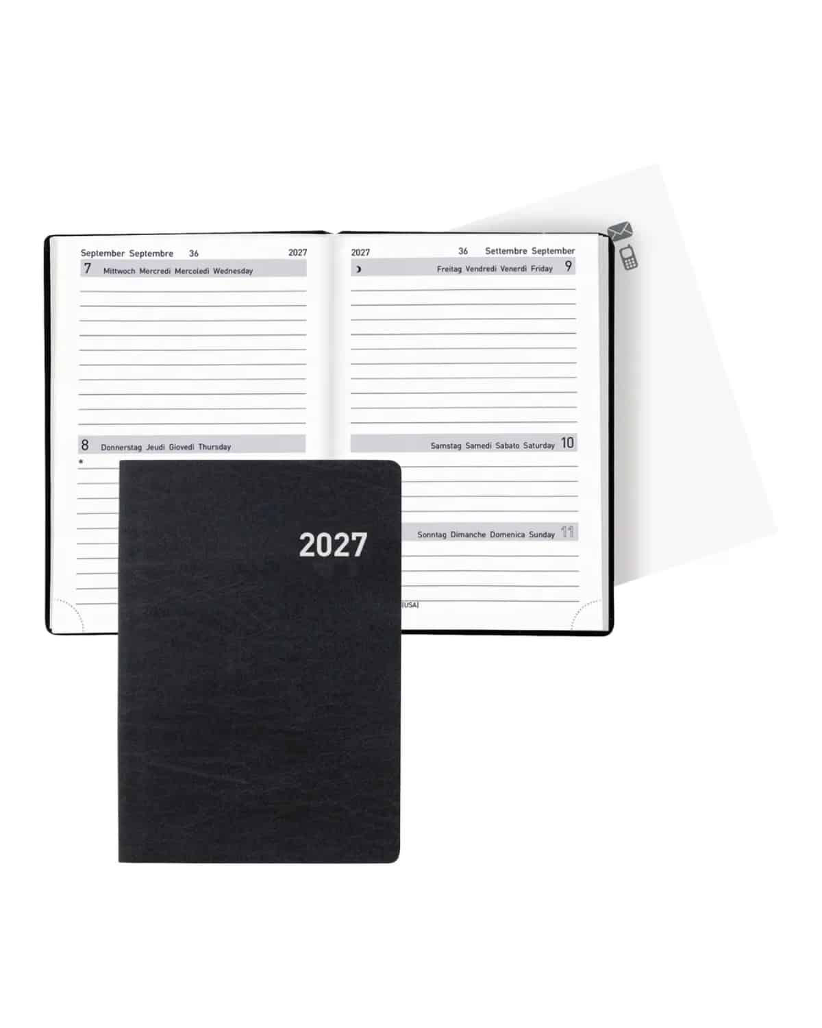 BIELLA Agenda Tell 2027 823201020027U 2G/1S nero ML 8.5x12.5cm