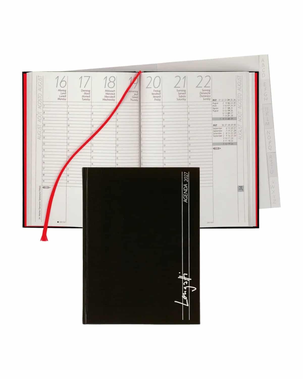 BIELLA Agenda Longatti 2027 812720020027U 1S/2P nero ML 15x20cm