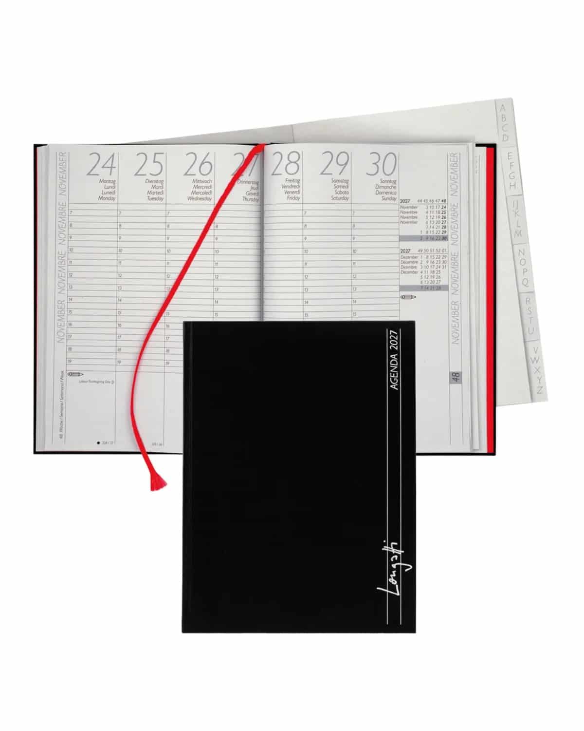 BIELLA Agenda Longatti 2027 812725020027U 1S/2P nero ML 18x24.5cm