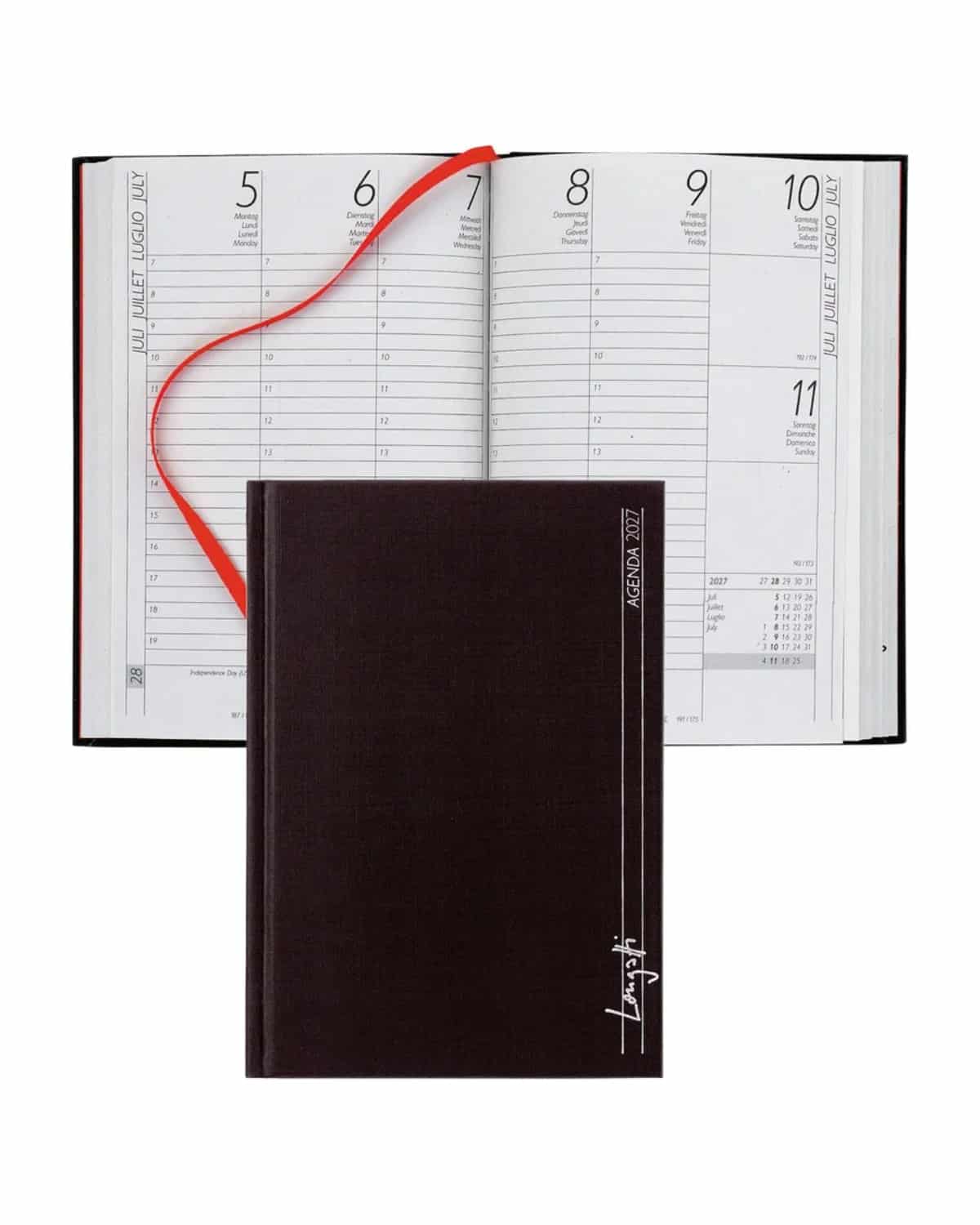 BIELLA Agenda Longatti 2027 832714020027U 1S/2P nero ML 10.4x14.8cm