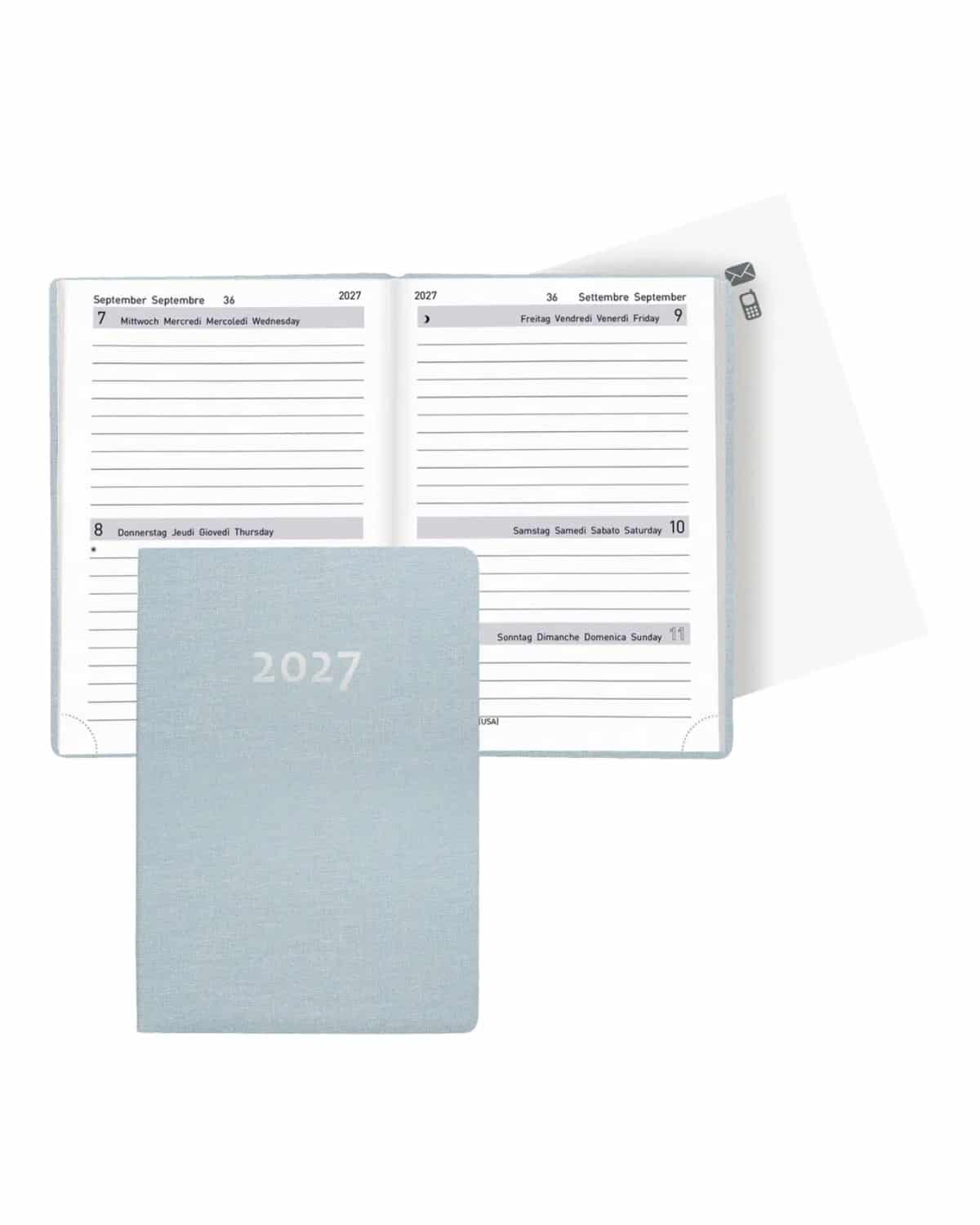 BIELLA Agenda Tell 2027 823201060027U 2G/1P azzurro ML 8.5x12.5cm