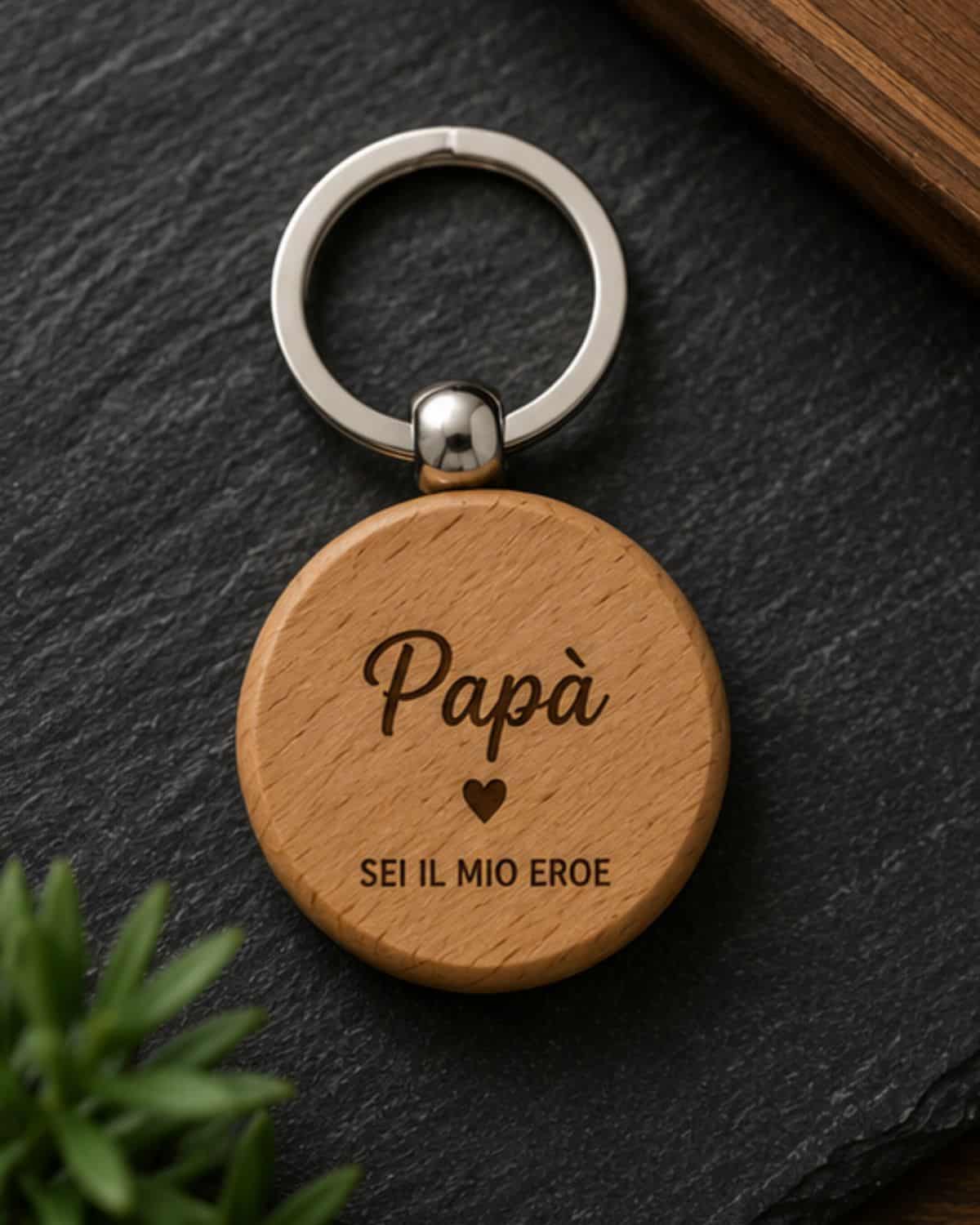 Portachiavi Personalizzato in Legno Rotondo